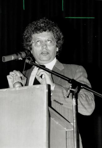 Speaking out: Georges Erasmus tells Metro students yesterday natives are fed up with Indian Act