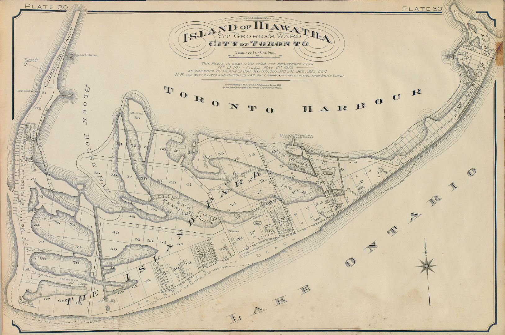 Toronto Island Map: Atlas of the city of Toronto and vicinity from special survey founded on registered plans and showing all building and lot numbers.