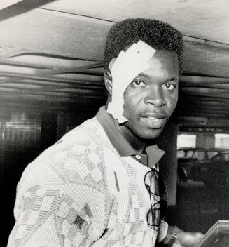 Back in town: Jays shortstop Tony Fernandez arrived in Toronto yesterday for the first time since he was hit by a pitch while playing the Rangers nine days ago in Texas