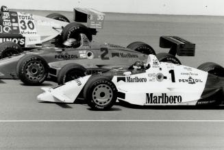The Penske racing teammates - Emerson Fittipaldi (left and car 1), Danny Sullivan and Rick Mears (car 2) - feel the superteam approach works well for them