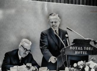 Walter Gordon (left) and Donald Fleming at Rostrum