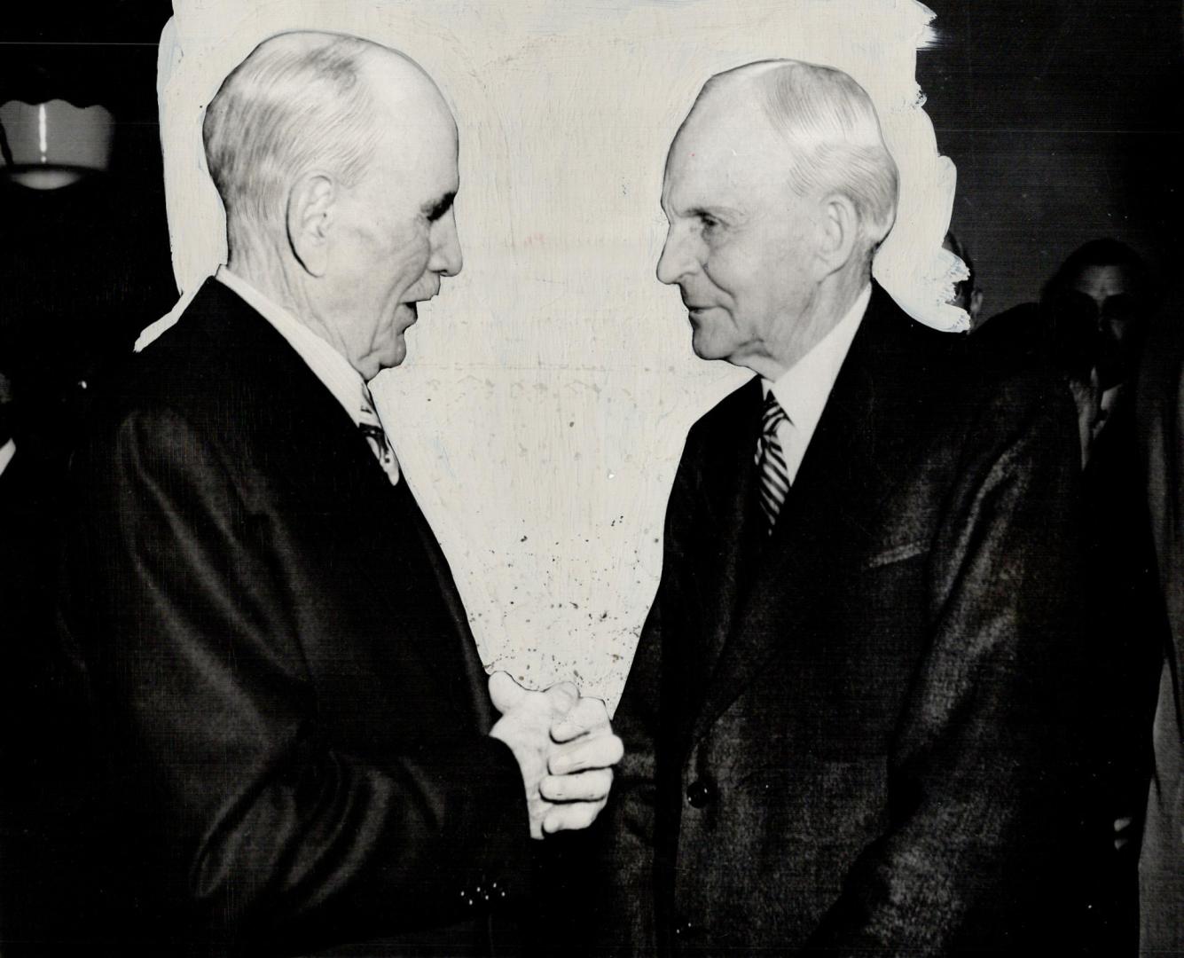 Eighty-three on Tuesday, Henry Ford, right, elder statesman of the world's automobile industry, is seen at Detroit with Charles Nash, another pioneer in motor world