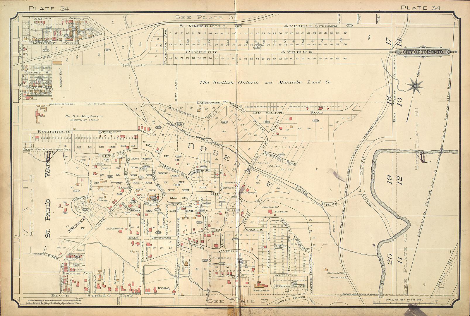 Image shows a detailed map of lots in Rosedale and surrounding areas.