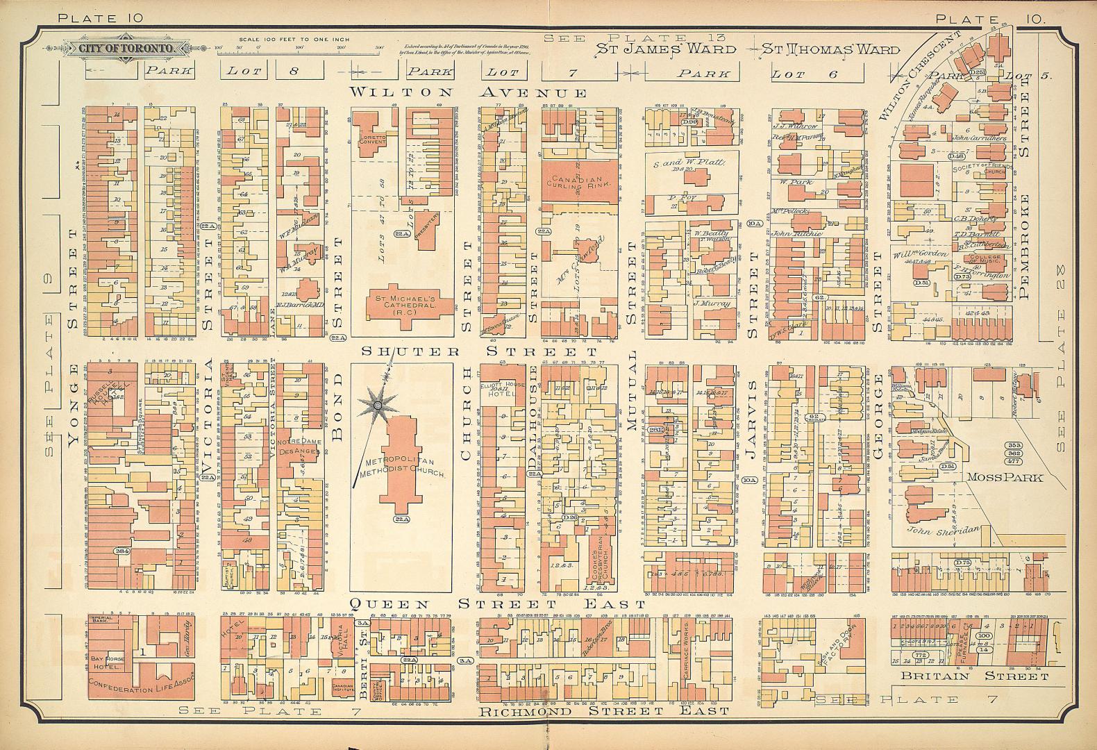 [Plate 10] Atlas of the city of Toronto and vicinity from special survey founded on registered plans and showing all building and lot numbers.