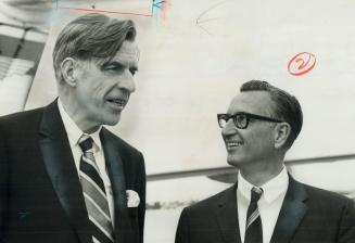 Farm boy John Kenneth Galbraith came back to his homeland yesterday to speak to a conference of industrial accouants in Toronto, Galbraith (left), a n(...)