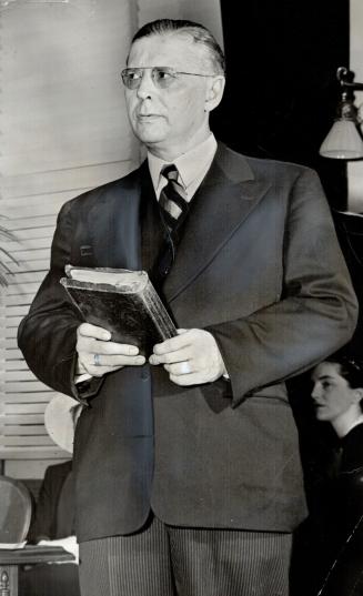 Taking the Oath of office in 1949 for his first term as premier of Ontario, Frost used the old Frost family Bible for official ceremony. He was premier for 12 years