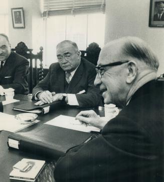 Fred Gardiner at first meeting of Toronto Hydro after he became commissioner with chairman John McMechar