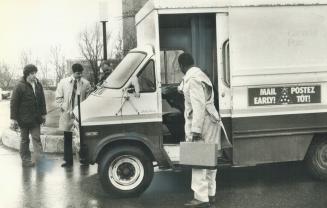 Postal driver abducted, Witness Heidi Ahreus (right) saw the mail truck (left) and the van (below) being driven off