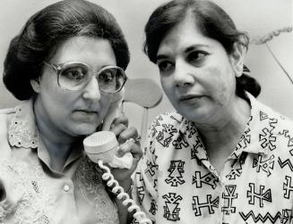 Waiting for word: Jubilee Gulamani, left, and Fatima Bhatia, mothers of a young couple believed on a hijacked Pan Am jumbo in Pakistan, wait for news