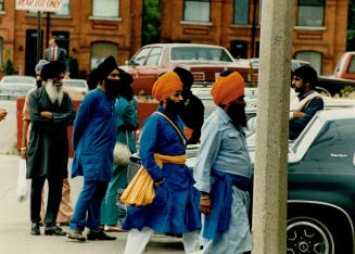 Support: Some 200 Sikhs turned out in Hamilton last week for the bail hearing of seven Sikh men, five from Ontario, charged with conspiracy to blow up India's parliament buildings