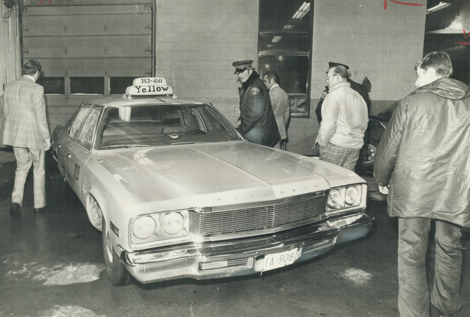 The yellow cab in which driver Richard Turkiewicz, 50, of Margueretta St