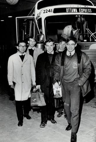 Students back from visit to Pearson, From Left, L