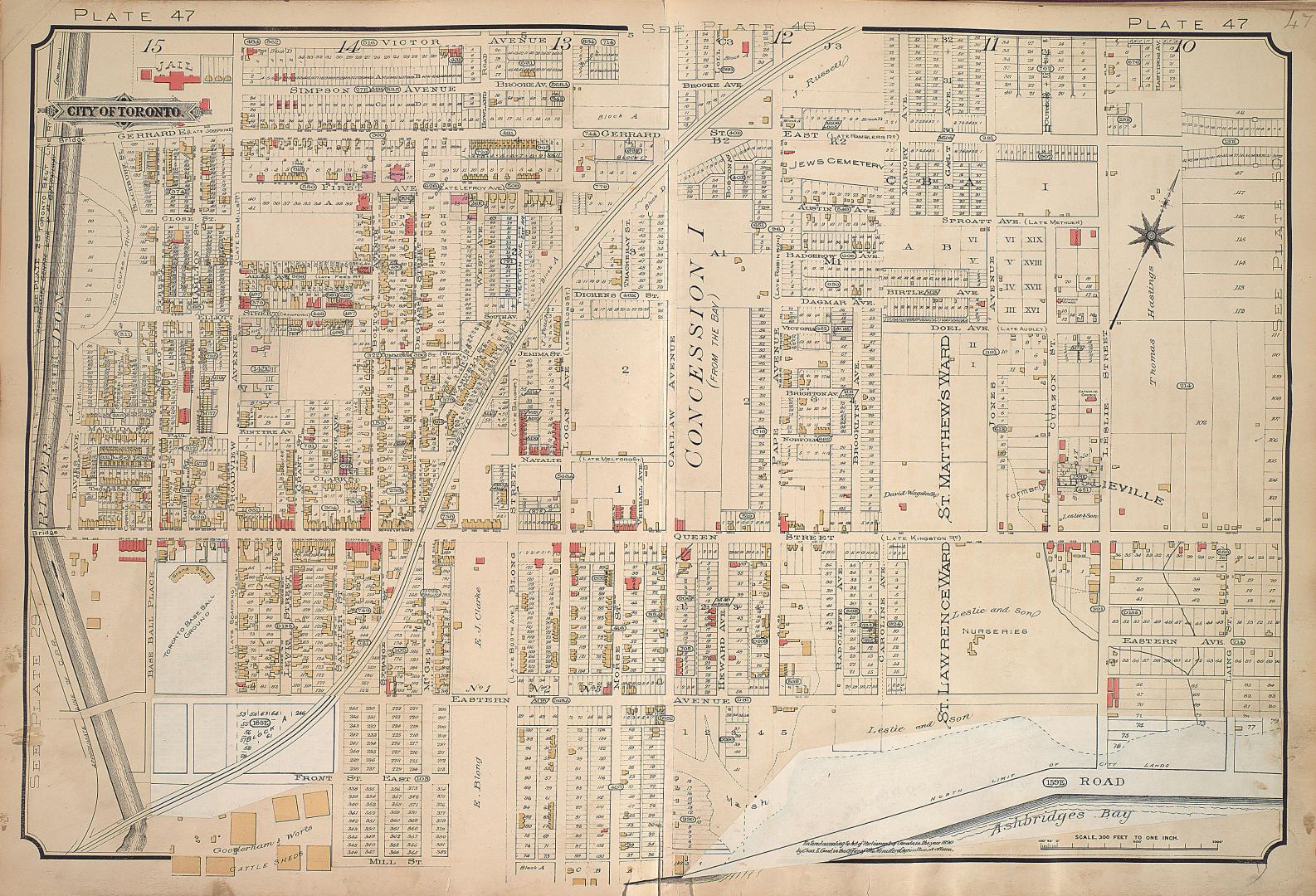 [Plate 47] Atlas of the city of Toronto and vicinity from special survey founded on registered plans and showing all building and lot numbers.