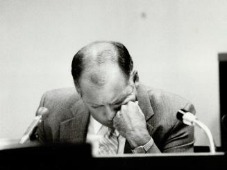 Staff Sergeant Jack Press, who arrested nurse Susan Nelles, ponder a answers as Grange inquiry reopened yesterday
