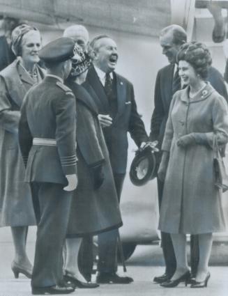 Royal Laughter is the order of the day as Queen Elizabeth and Prince Philip are welcomed to Canada by Prime Minister Oearson and his wife and Governor(...)