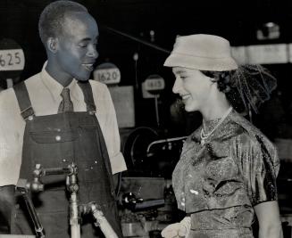 Margaret, with railway workman, sees no Racial Barriers