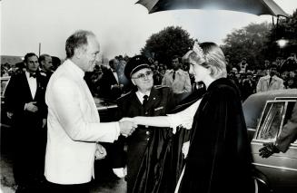 A prime ministerial greeting was offered Diana, Princess of Wales, as she arrived at Halifax for an official dinner with leading Canadian politicians and dignitaries