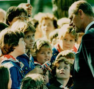 Prince Philip charms Girl Guides and Brownies at Moncton's Victoria Park