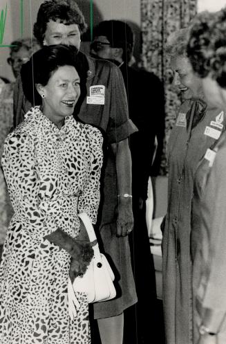 Princess Margaret, in one of the warmest and most candid moments of her tour so far, met yesterday with patients and volunteers at the hospital that bears her name