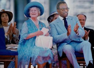 The Queen Mum with Lieutenant-Governor Lincoln Alexander during last year's running of the Queen's Plate horse race in Toronto