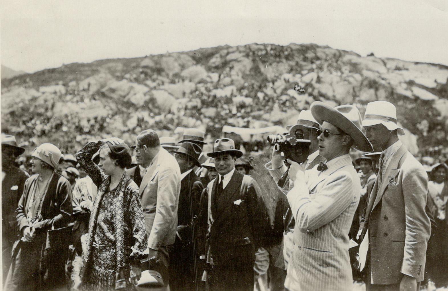 The Prince of Wales using his Filmo movie camera at Arequipa, Peru