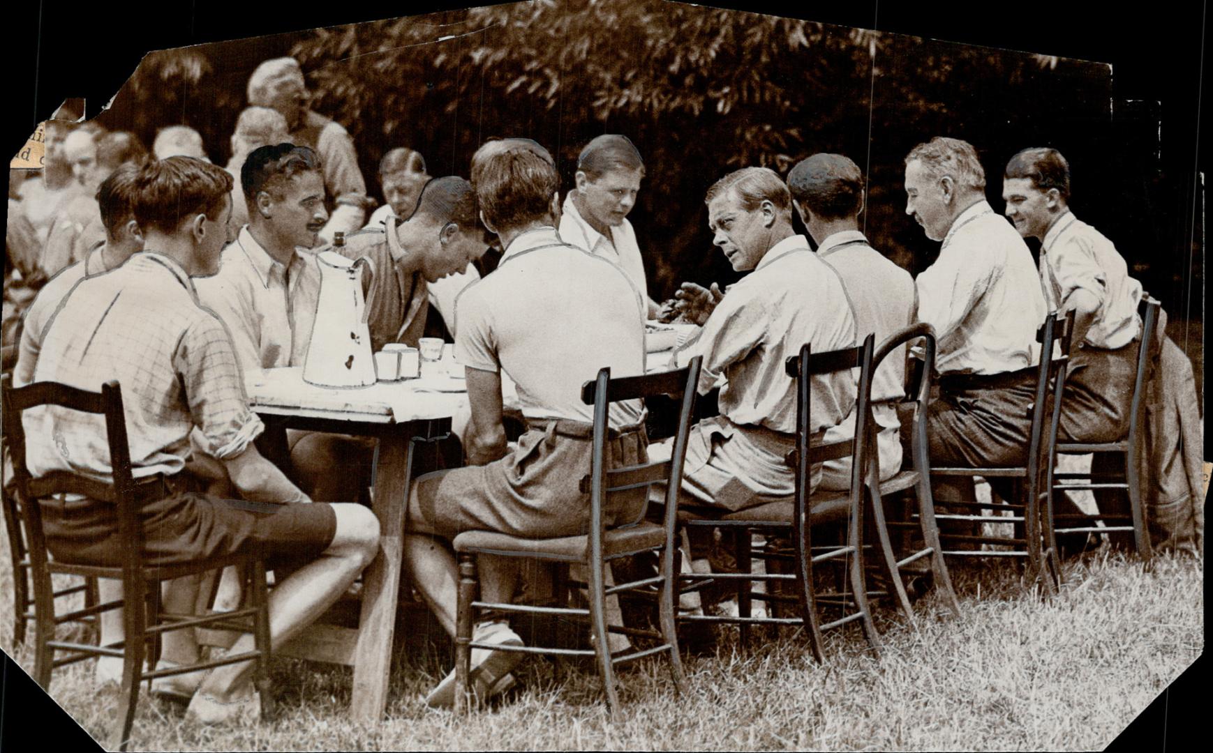 Heir To British Throne Guest At Unemployed Camp, The Prince of Wales recently paid a visit to the unemployed camp on the banks of the Thames river, near Sutton Courtney, Berks