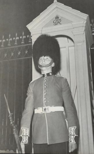 Guard at Buckingham Palace Monday night