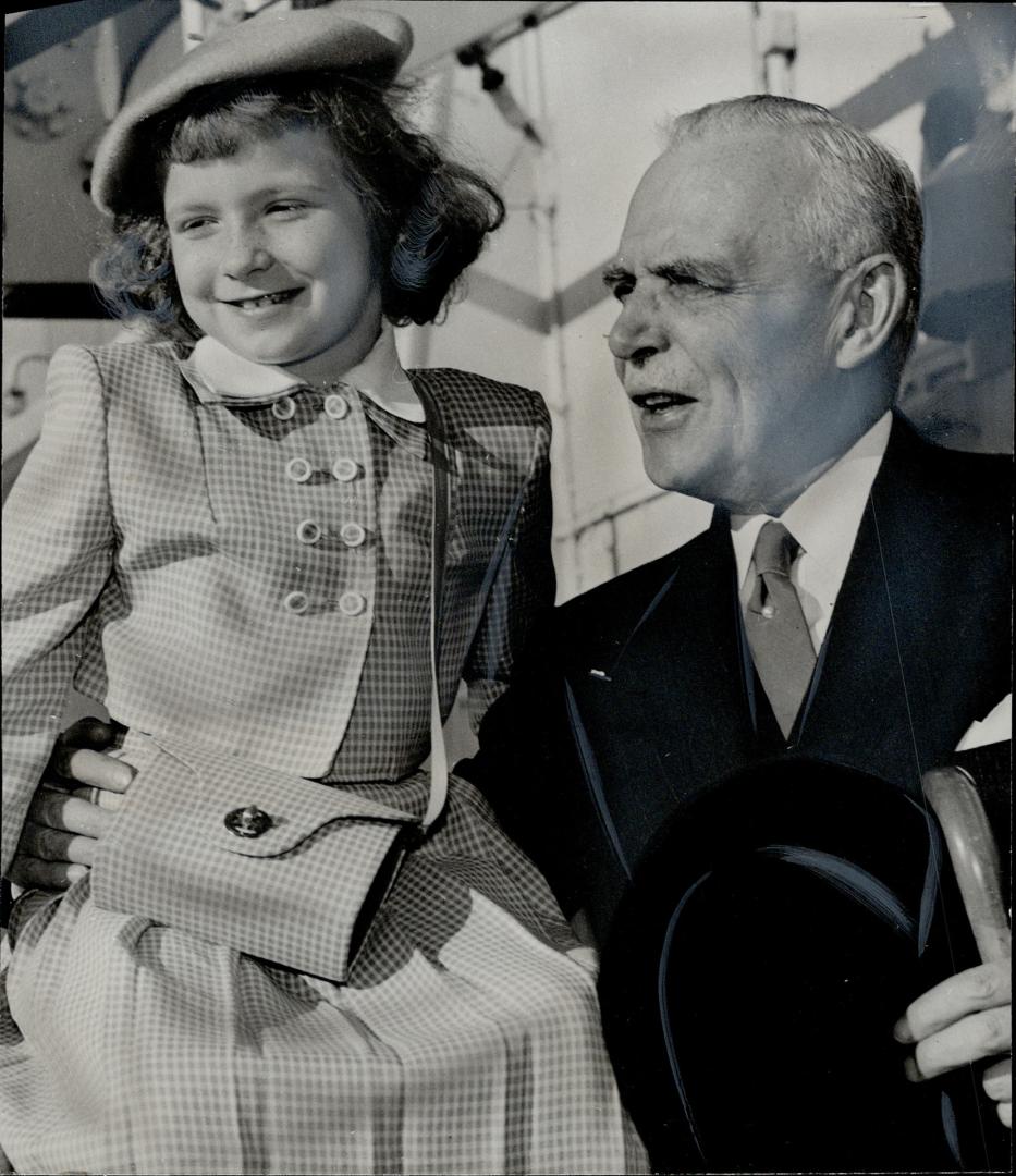 Always popular with children, the prime minister made a big hit with Miss Candy Newman, five, of Cincinnati, whom he met on the ship. [Incomplete]
