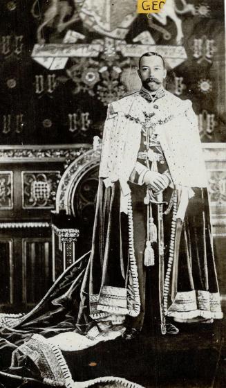 King George, February 1911 ceremonial robes for opening of Parlt