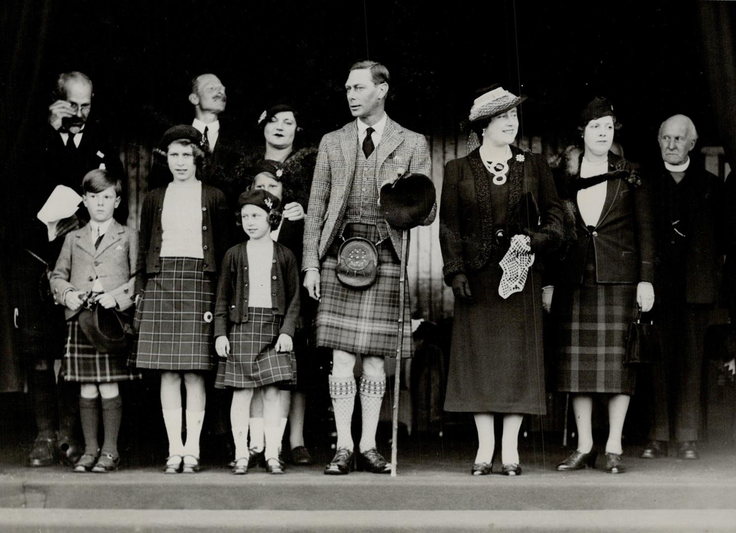 Royal holiday-Before speeding back to London to consult his ministers, the King spent happy days with his family at Balmoral castle, Scotalnd