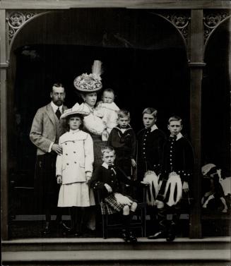 As A Mother, Queen Mary is seen here with the late King George V and their family, left to right, Princess Royal, Duke of Gloucester, Duke of Kent, Du(...)