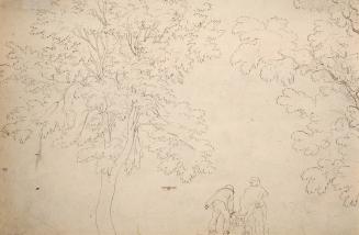 Man and Woman Carrying a Basket amongst Trees