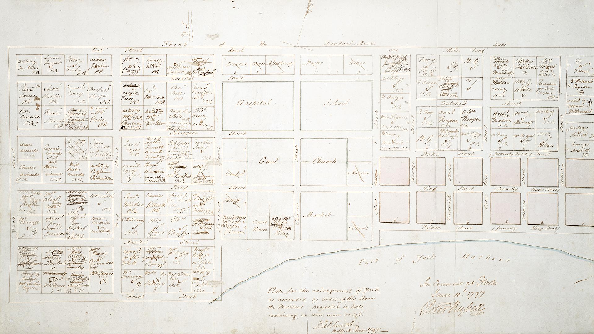 Plan for the enlargement of York, as amended by Order of His Honor the President projected in lots containing an acre more or less.