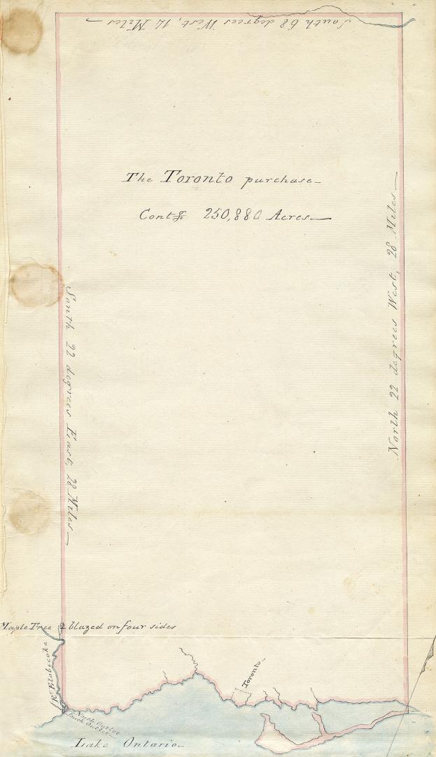 Image shows the cover that reads &quot;The Toronto purchase - contiguous 250,880 acres&quot;. 