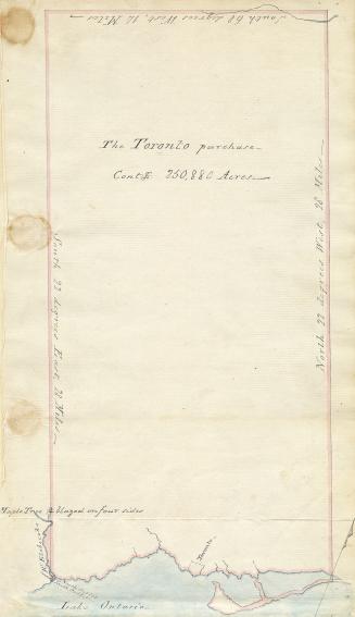Image shows the cover that reads &quot;The Toronto purchase - contiguous 250,880 acres&quot;. 