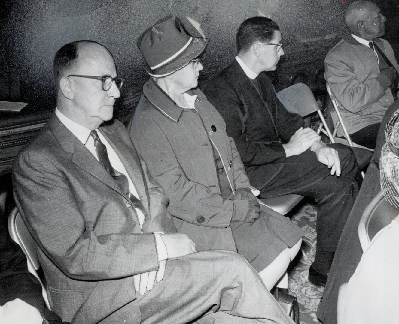 Mr. and Mrs. George Globe, whose daughter Katherine died in rectory of St. Matthias Anglican Church, attend inquest into her death with their parish p(...)