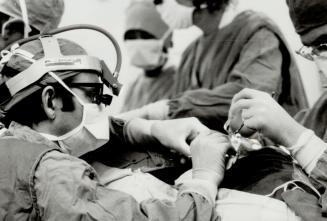 Real surgeon, Dr. Bernard Goldman, of Toronto General Hospital, was actor Donald Sutherland's hands for the heart operation in Threshold, a movie that(...)
