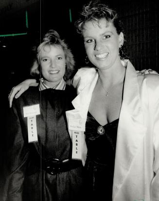 A pair of champs: Among the world champions at last night's fund-raising dinner for Easter Seals were equestrian Gail Greenough (left) and Carolyn Waldo