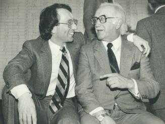 Promoted: Ontario cabinet minister Larry Grossman, above with his father, Allan Grossman, who served as cabinet minister until he retired in 1975, and with Premier William Davis (at left)