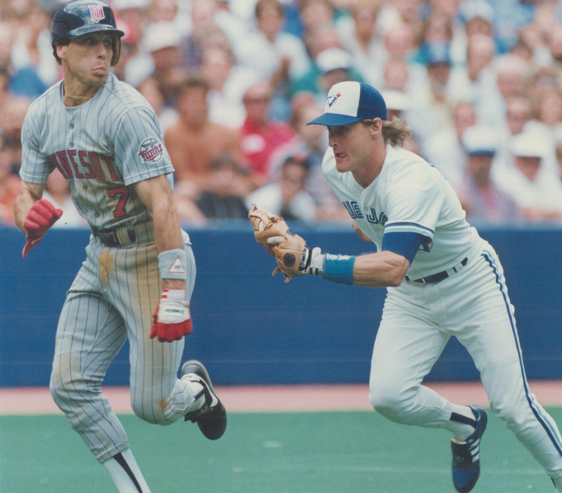 Twins shortstop Greg Gagne led off the third inning with a triple, then he  led off too far and was nabbed by Kelly Gruber – All Items – Digital  Archive Ontario