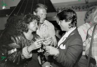 Chat chat chat: Bam Boo's Patti Habib, Jon Nicholls and ''Party'' Barbara Hershenhorn were chatty at Toronto Women in Film and Video/Holiday Inn Martini Madness party