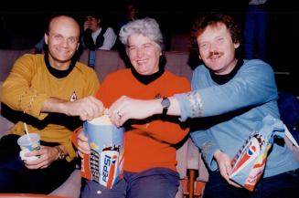Toronto Mayor Barbara Hall c. seen with city councillors: Tom Jakobek l. and Chris Korwin-Kuczynski r
