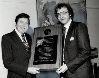 Recipient of many honors over the years for his work in the community, TV star Monty Hall (left) accepted the Beth Sholom Brotherhood Humanitarian Awa(...)