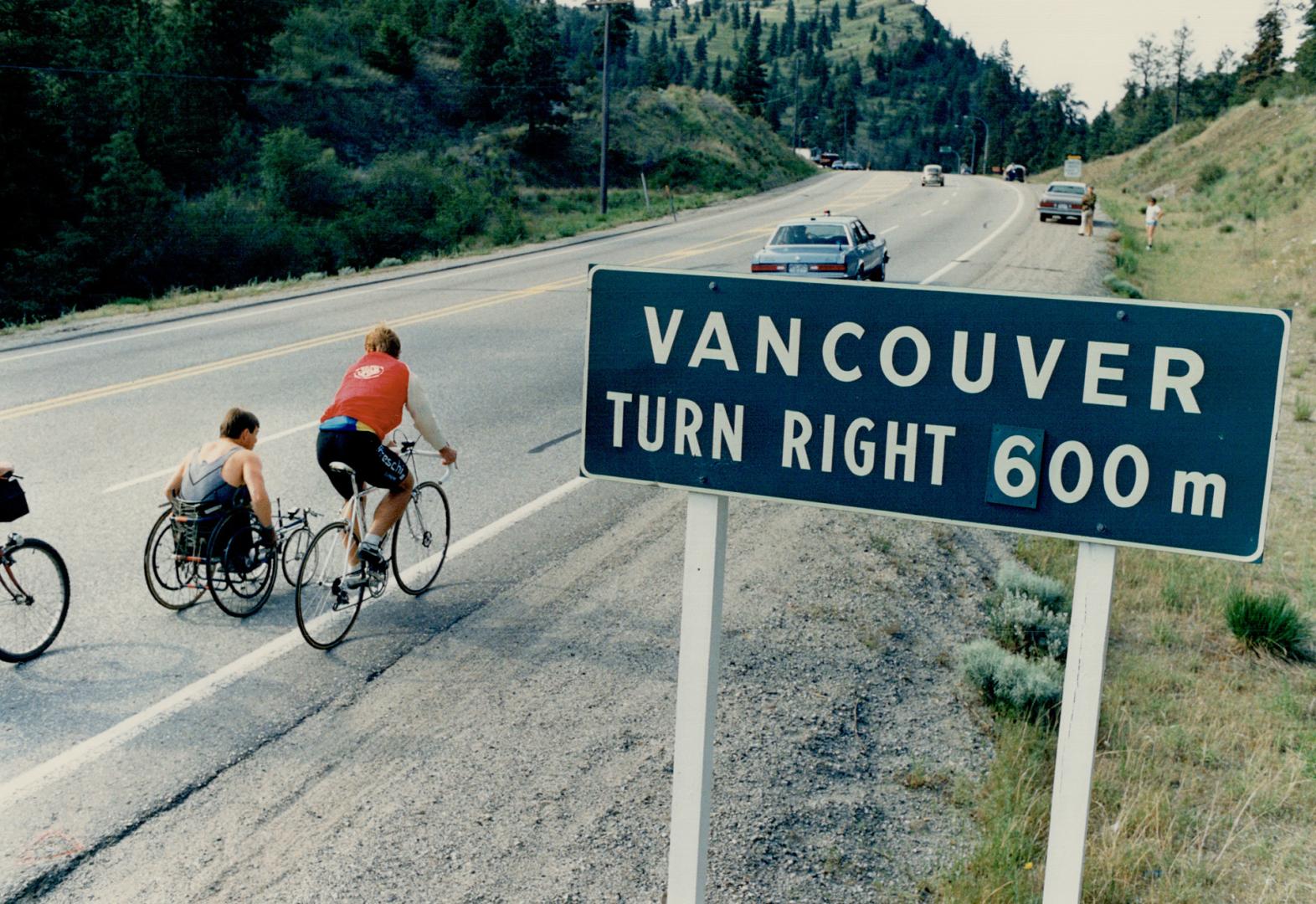 The turnoff for Vancouver, the last stop, coming up