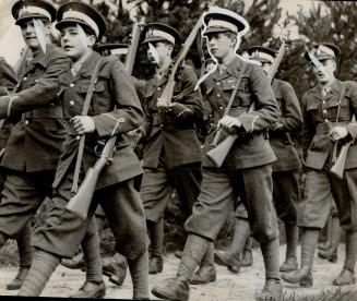 Viscount Lascelles, nephew of King George, marches with his unit of the Eton College Officers' Corps