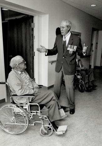 Hospital wing opens: Former veterans affairs minister George Hees greets John Artis, 90, yesterday as Sunnybrook Health Science Centre opened a wing named for Hees