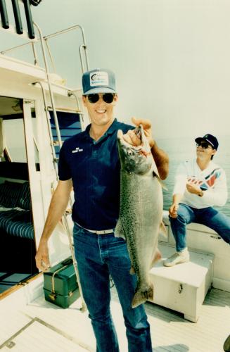 Tom the angler: Pitcher Tom Henke has done a fine job for the Jays on the field and yesterday proved he can also fish as he caught a 6-pound chinook