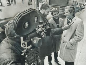 Arthur Hill (right) stars in the CBC-TV drama The Golden Handshake, recently filmed in Toronto