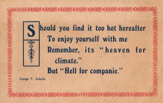 Text reads: Should you find it too hot hereafter, to enjoy yourself with me, remember, it's hea ...