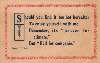 Text reads: Should you find it too hot hereafter, to enjoy yourself with me, remember, it's hea…